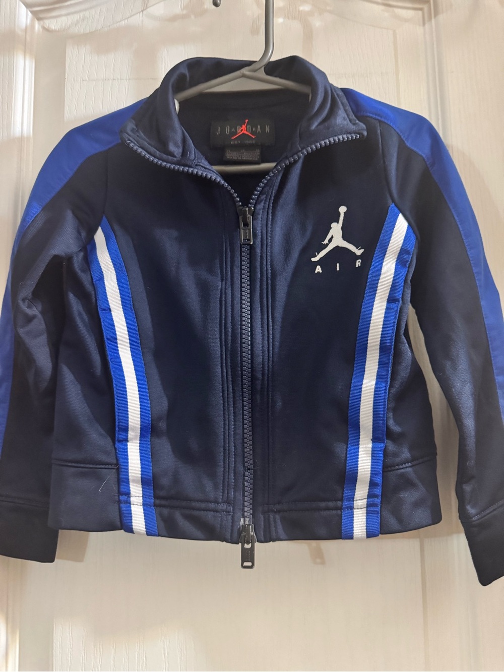 Jordan Kids Navy Blue Jacket with Royal Blue and White Stripes